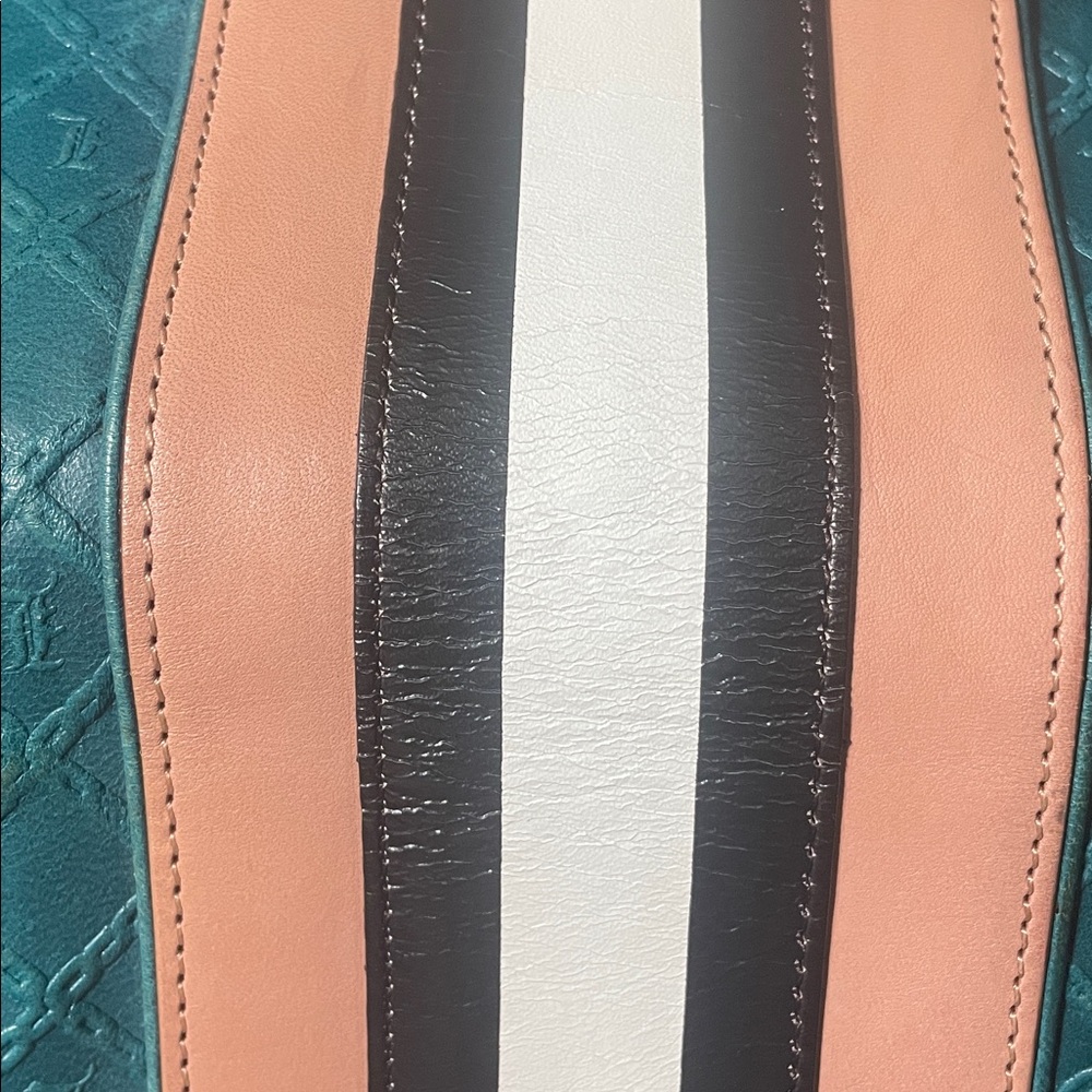 Vintage Gwen Stefani Lamb L.A.M.B. Wallet Leather Y2K Teal Blue Tan Rare Color - Picture 15 of 15